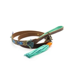 DWAM Looplijn Boho Juan S Bruin&Blauw Hondenriem 135x1.6 Cm