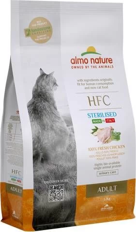 Almo Nature Dubbelpak 2x1, 2kg HFC Adult Sterilized Kip Droogvoer