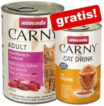 Animonda Carny 24 X 400 G Adult + 140 Ml Cat Drink Kip Gratis! Rund & Kabeljauw Met Wortelpeterselie - Afbeelding 16