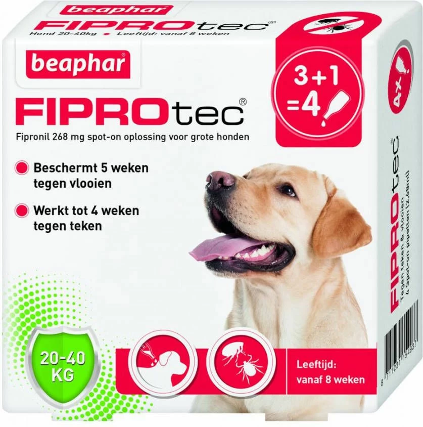Beaphar Fiprotec Dog 3+1 Pip Anti Vlooien En Tekenmiddel 20 40kg Vanaf 12 Maanden - Afbeelding 5