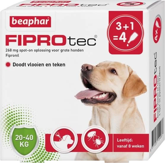 Beaphar Fiprotec Dog 3+1 Pip Anti Vlooien En Tekenmiddel 20 40kg Vanaf 12 Maanden - Afbeelding 2