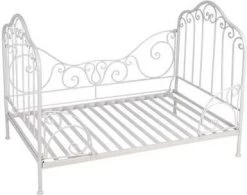 Clayre & Eef Hondenmand 80x53x58 Cm Wit Ijzer Rechthoek Hondenbed Dierenmand Kattenmand Wit Hondenbed Dierenmand