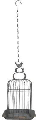 Clayre & Eef Vogelkooi Decoratie 27x27x46 Cm Grijs Ijzer Rechthoek Vogelkooi Voor Binnen Vogelkooi Hangend Grijs
