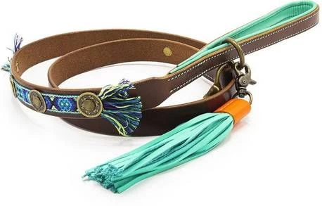 DWAM Looplijn Boho Juan L Bruin&Blauw Hondenriem 135x2.5 Cm