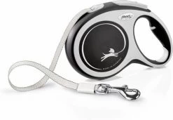 Flexi Rollijn New Comfort Tape L 8 M Hondenriem Zwart&Lichtgrijs