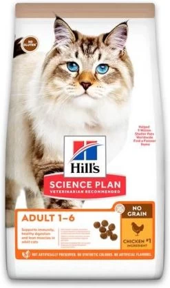 Hill's Science Plan 3x1, 5kg Adult 1 6 No Grain Met Kip Kattenvoer
