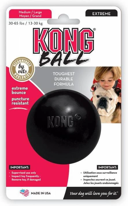 Kong Speeltje Rubber Bal Extreme Zwart Hondenspeelgoed Medium/Large