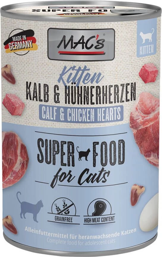 MAC's MAC&apos, S Kitten Kattenvoer Kalkoen, Rund En Eend Blik 6x800 G - Image 3