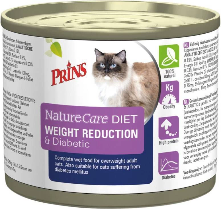Prins NatureCare Diet Weight Reduction & Diabetic Natvoer Kat 1 Tray(6 X 200 Gr )