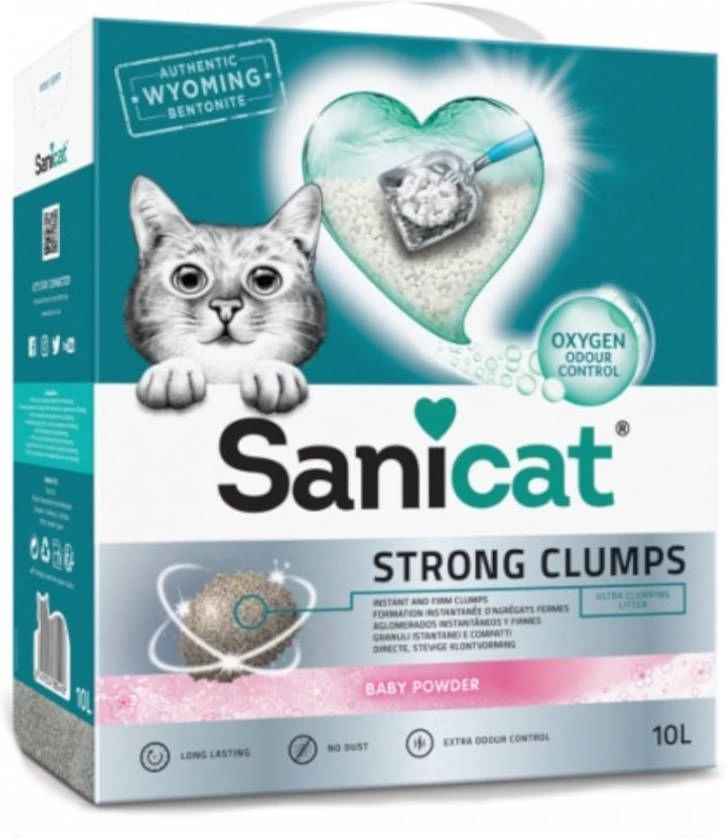 Sanicat Strong Clumps Baby Powder Kattenbakvulling 2 X 10 Liter - Image 3