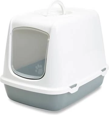 Savic Kattentoilet Oscar 50x37x39 Cm Kattenbak Grijs&Wit