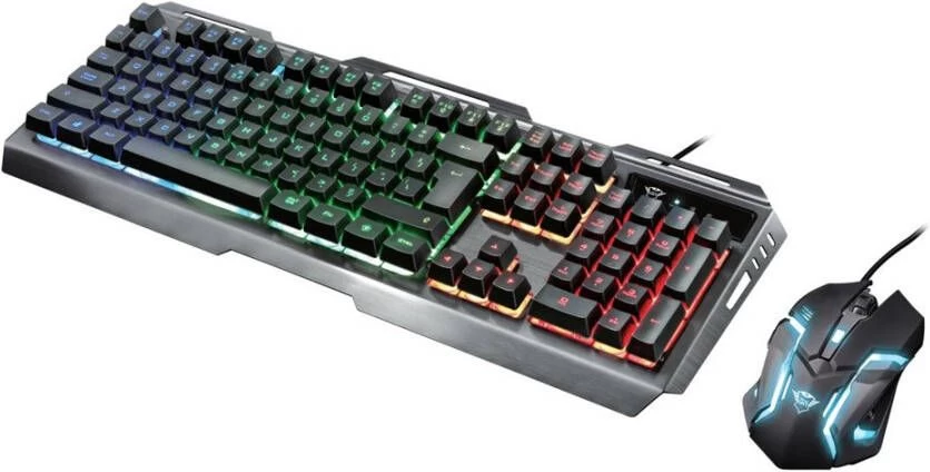 Trust Gaming GXT 845 Tural Toetsenbord En Muis Zwart US Toetsenbord Zwart