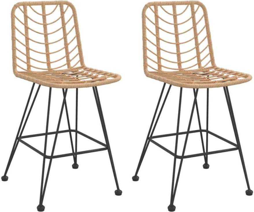 VidaXL Barkrukken 2 St 45x56x103, 5 Cm Pe Ratten En Staal