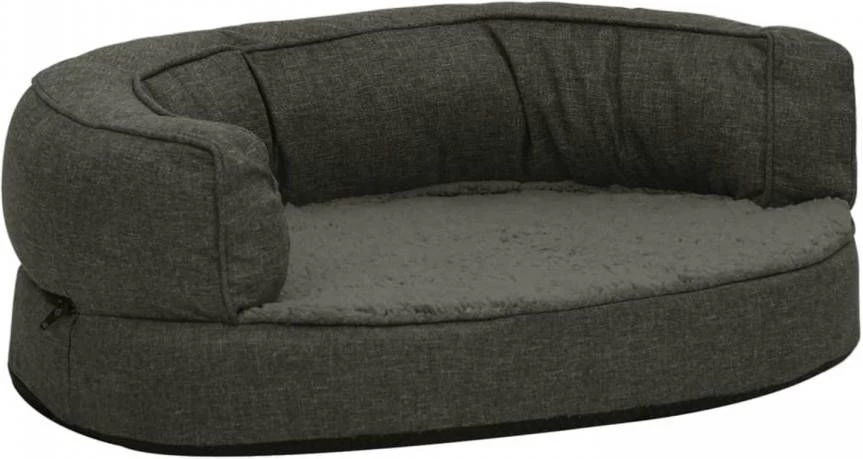 VidaXL Hondenbed Ergonomisch Linnen Look 60x42 Cm Fleece Donkergrijs - Afbeelding 2