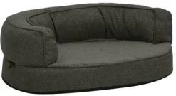 VidaXL Hondenbed Ergonomisch Linnen Look 60x42 Cm Fleece Donkergrijs