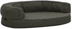 VidaXL Hondenbed Ergonomisch Linnen Look 75x53 Cm Fleece Donkergrijs