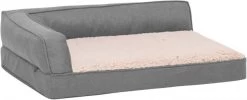 VidaXL Hondenbed Ergonomisch Linnen Look 75x53 Cm Fleece Grijs