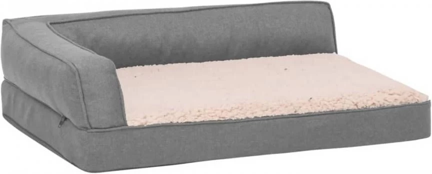 VidaXL Hondenbed Ergonomisch Linnen Look 75x53 Cm Fleece Grijs