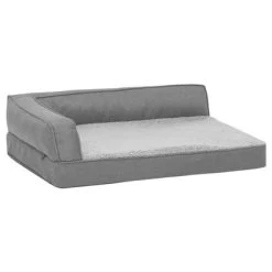 VidaXL Hondenbed Ergonomisch Linnen Look 75x53 Cm Fleece Grijs