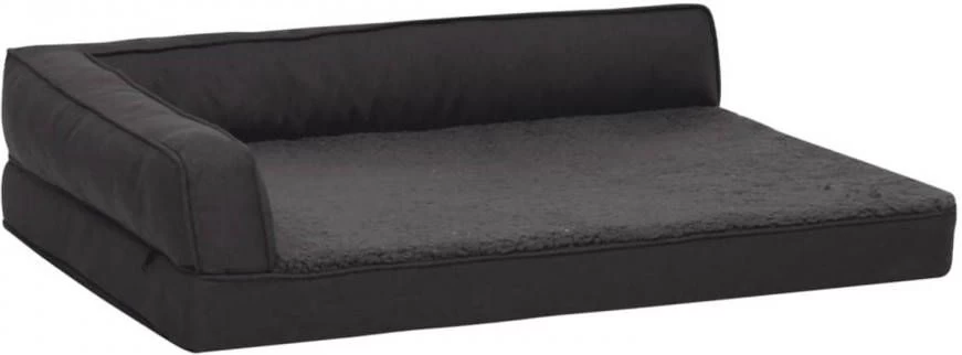 VidaXL Hondenbed Ergonomisch Linnen Look 75x53 Cm Fleece Zwart