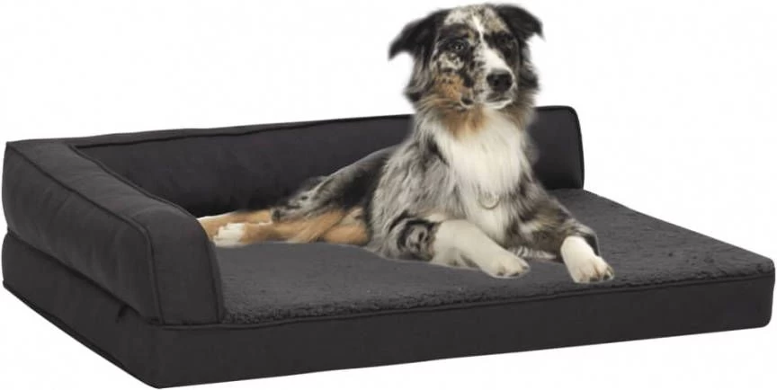 VidaXL Hondenbed Ergonomisch Linnen Look 75x53 Cm Fleece Zwart - Image 2