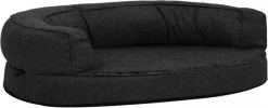 VidaXL Hondenbed Ergonomisch Linnen Look 90x64 Cm Fleece Zwart
