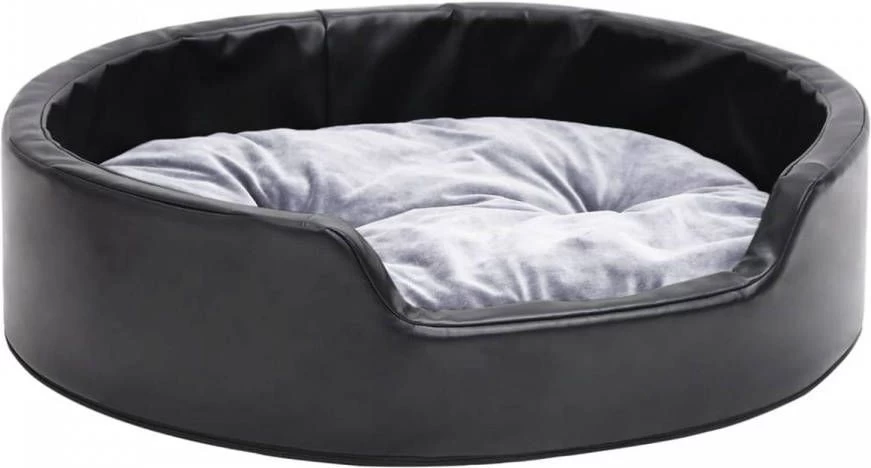 VidaXL Hondenmand 69x59x19 Cm Pluche En Kunstleer Zwart En Grijs - Image 3