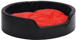 VidaXL Hondenmand 69x59x19 Cm Pluche En Kunstleer Zwart En Rood