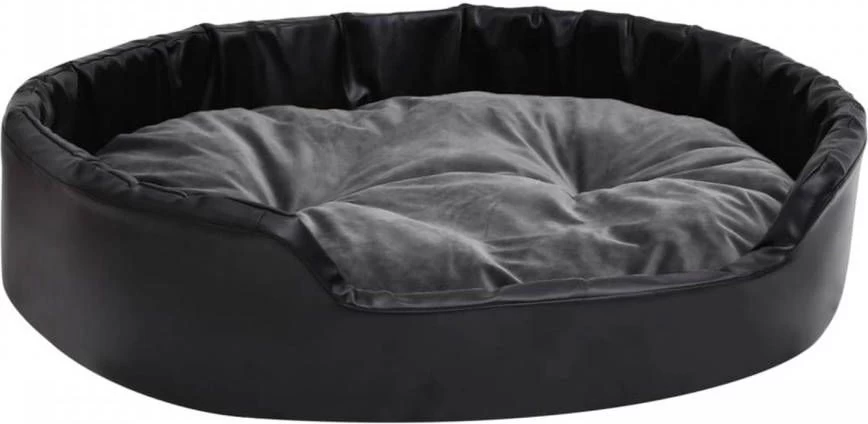 VidaXL Hondenmand 90x79x20 Cm Pluche En Kunstleer Zwart En Donkergrijs - Image 3