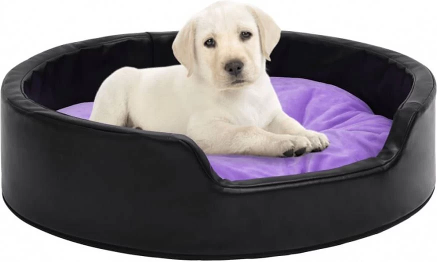 VidaXL Hondenmand 99x89x21 Cm Pluche En Kunstleer Zwart En Paars - Afbeelding 2