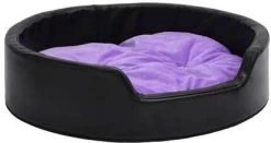 VidaXL Hondenmand 99x89x21 Cm Pluche En Kunstleer Zwart En Paars