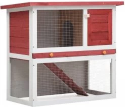VidaXL Konijnenhok Voor Buiten Met 1 Deur Hout Rood