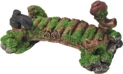 Warentuin Polyresin Ornament Brug Met Mos Pot En Laars 16 Cm